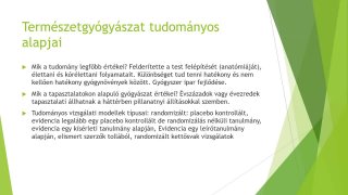 természetgyógyászat első témakör